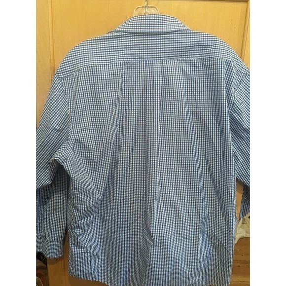 buttoned down brand shirt size‎ 16 1/2 32/33 Blue plaid 100% Cotton - Picture 2 of 3